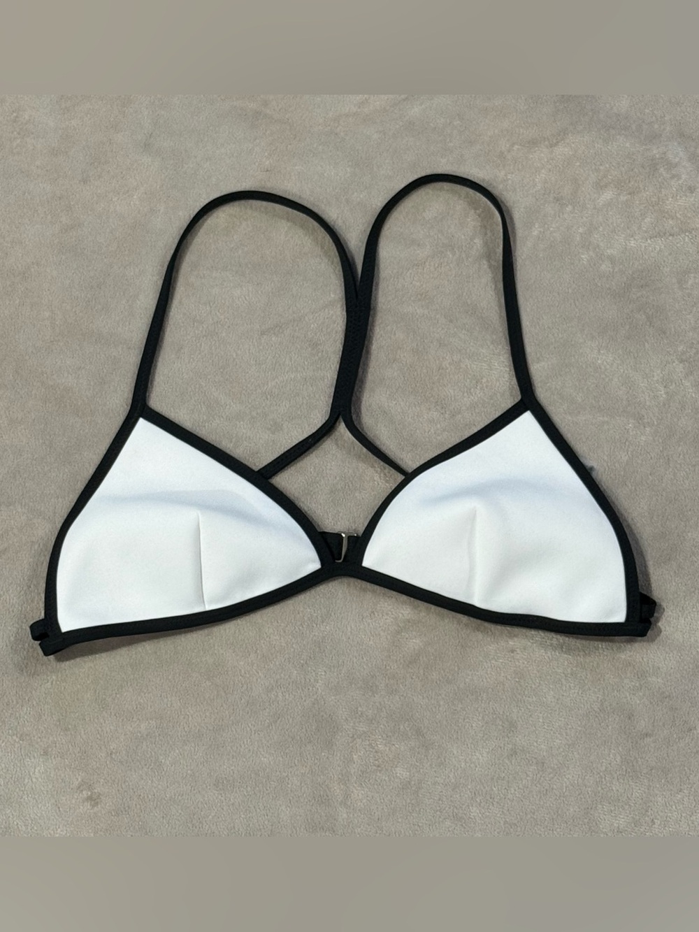 Victoria's Secret White Triangle Bikini Top with Black Trim